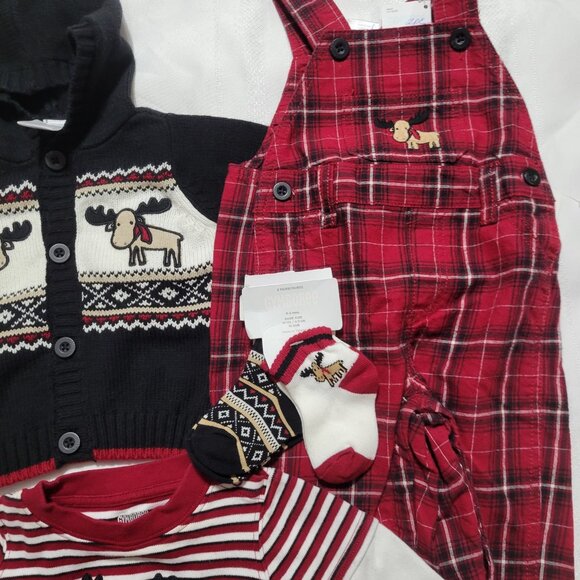 Gymboree Holiday Traditions NWT 3-6 month Overalls & sweater, Used 3-6 Bodysuit - Picture 6 of 6